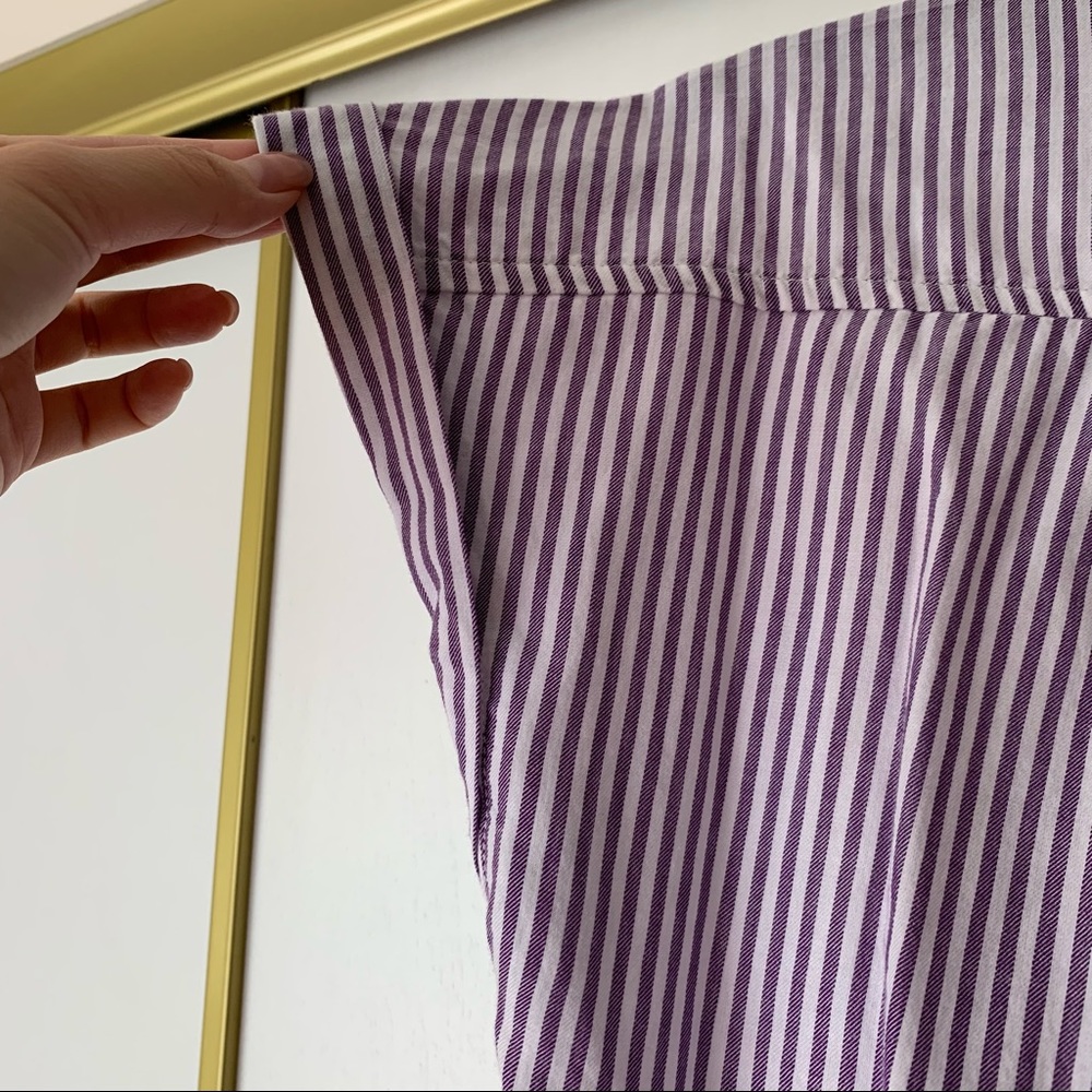 NWT Old Navy Purple and White Stripe Cap Sleeve Burton up shirt - Picture 7 of 9